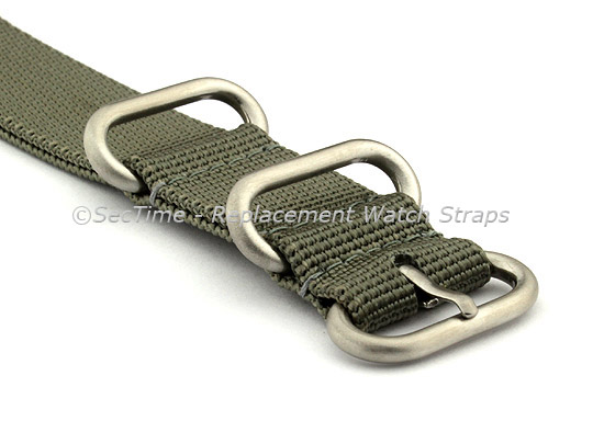 22mm Grey - Nylon Watch Strap / Band Strong Heavy Duty (4/5 rings) Military