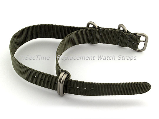 18mm Grey - Nylon Watch Strap / Band Strong Heavy Duty (4/5 rings) Military