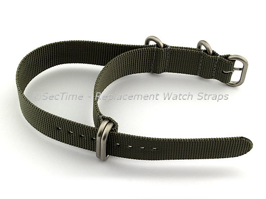 20mm Grey - Nylon Watch Strap / Band Strong Heavy Duty (4/5 rings) Military