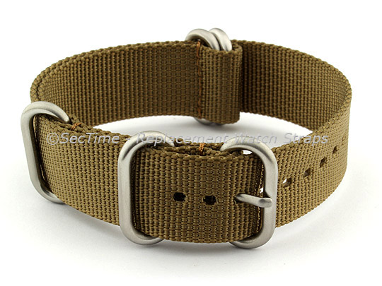 20mm Desert Tan - Nylon Watch Strap/Band Strong Heavy Duty (4/5 rings) Military