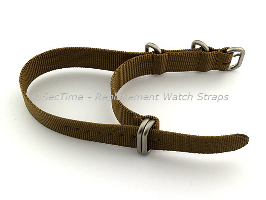 24mm Desert Tan - Nylon Watch Strap/Band Strong Heavy Duty (4/5 rings) Military