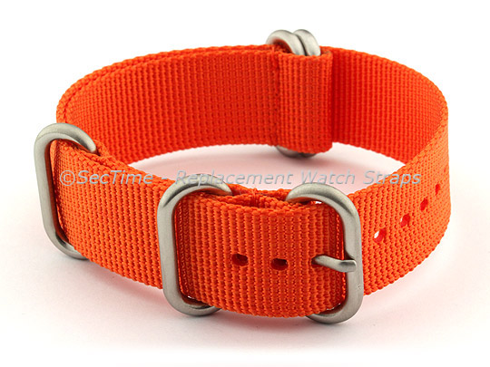 18mm Orange - Nylon Watch Strap / Band Strong Heavy Duty (4/5 rings) Military