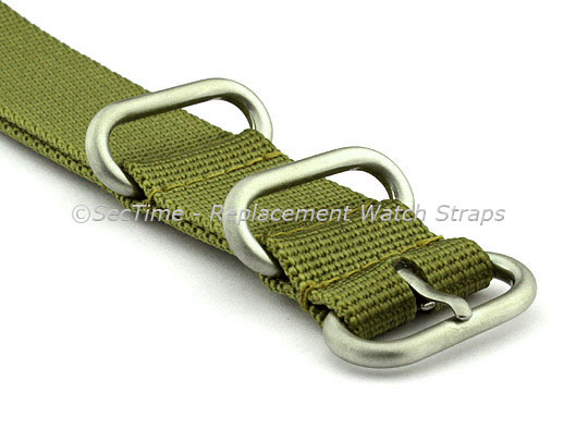 NATO Nylon Watch Strap Strong Heavy Duty (4/5 rings) Military Olive Green 18mm