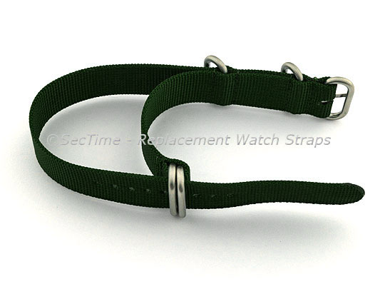 NATO Nylon Watch Strap Strong Heavy Duty (4/5 rings) Military Green 22mm