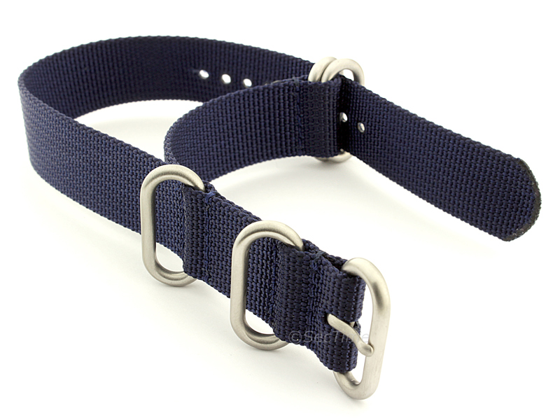 NATO Nylon Watch Strap Strong Heavy Duty (4/5 rings) Military Navy Blue 20mm