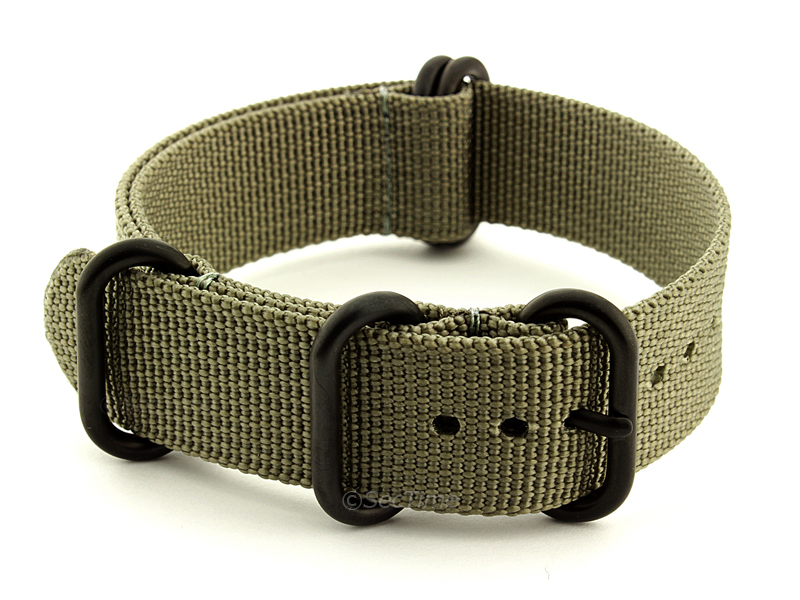 20mm Grey - Nato Nylon Watch Strap / Band Strong Heavy Duty (4/5 rings) PVD