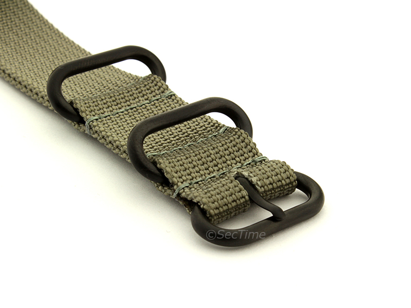22mm Grey - Nato Nylon Watch Strap / Band Strong Heavy Duty (4/5 rings) PVD