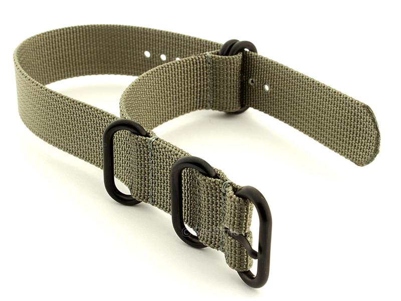 24mm Grey - Nato Nylon Watch Strap / Band Strong Heavy Duty (4/5 rings) PVD