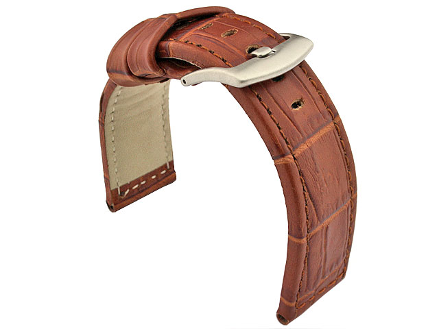 Genuine Leather Watch Strap CROCO PAN Brown/Brown 20mm 01PN20BB04