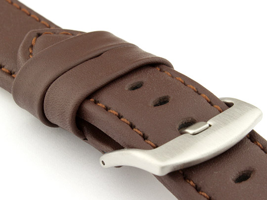 Genuine Leather Watch Strap PAN Dark Brown/Brown 24mm