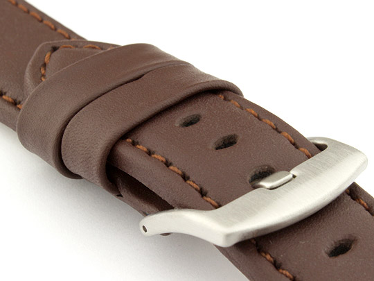 Genuine Leather Watch Strap PAN Dark Brown/Brown 22mm