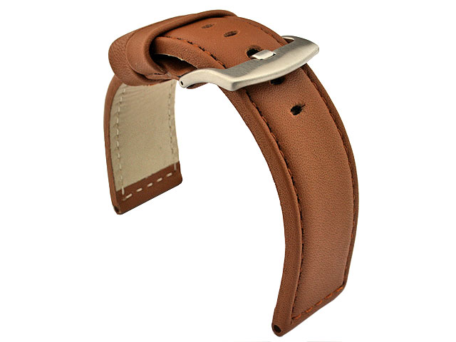Genuine Leather Watch Strap PAN Brown/Brown 20mm