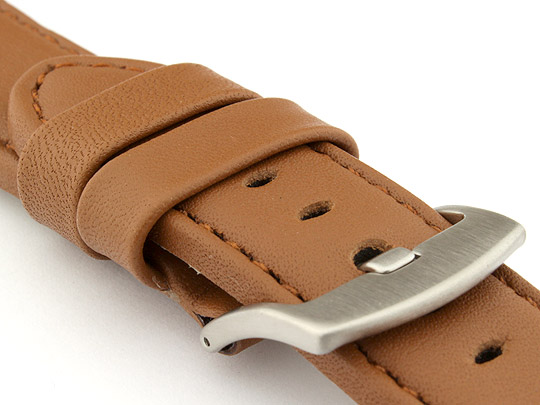 Genuine Leather Watch Strap PAN Brown/Brown 20mm