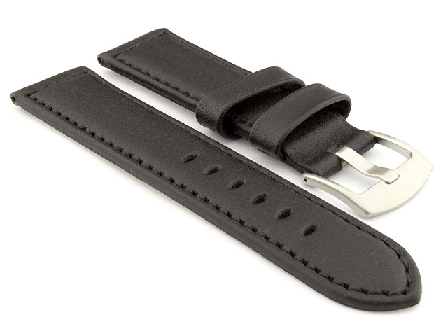 Genuine Leather Watch Strap PAN Black/Black 20mm