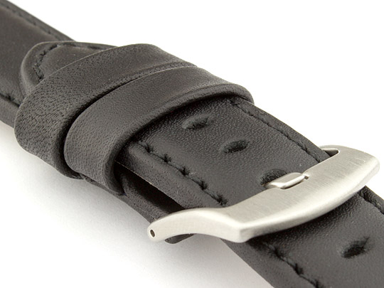 Genuine Leather Watch Strap PAN Black/Black 24mm
