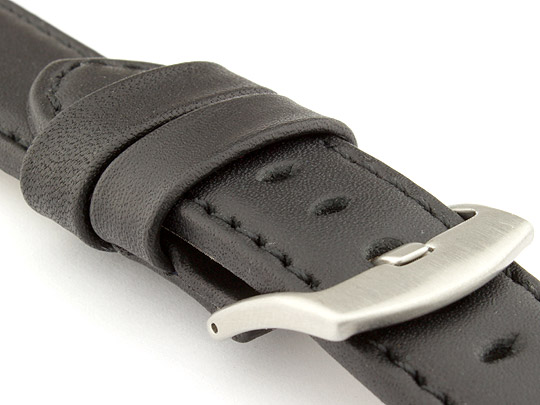 Genuine Leather Watch Strap PAN Black/Black 20mm