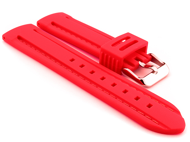 Silicon Rubber Waterproof Watch Strap Panor Red / Red 24mm