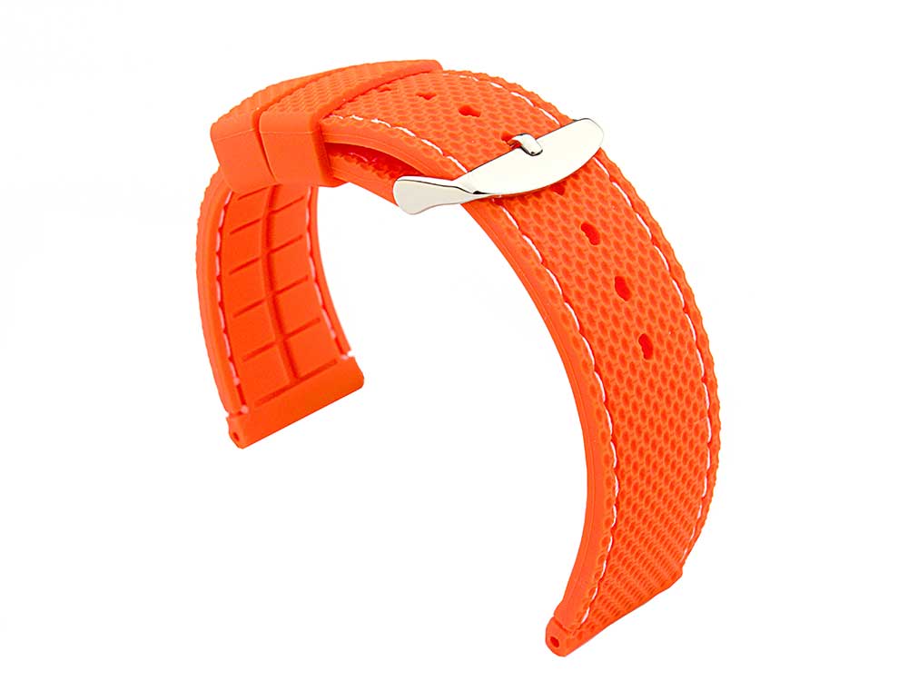 20mm Orange/White - Silicon Watch Strap / Band with Thread, Waterproof