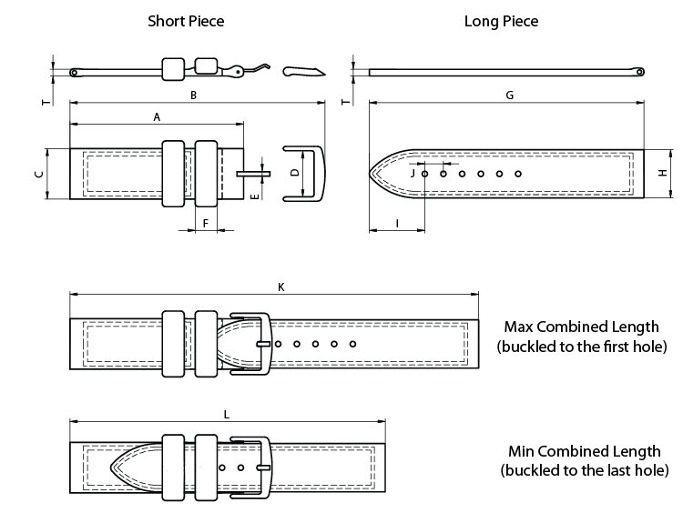 Technical Drawing of Orion Watch Strap 24mm