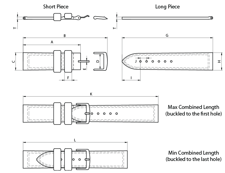 Technical Drawing of Orion Watch Strap 28mm